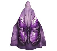 HYTTER Beautiful Purple Butterfly Art Prints Halloween Hooded Poncho Adults Cloak Party Decoration Parties Mardi Gras Costume Easy Care Durable