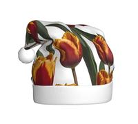 HYTTER Beautiful tulips Prints Christmas Hat for Adult Soft and Fluffy Brim, Lightweight Comfort