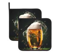 HYTTER Beer Bubble Printed Square Insulated Pot Holder Set of 2 8x8 in Anti-scalding and Heat-Insulating Waterproof