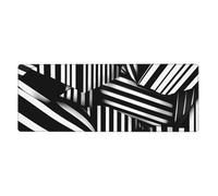 HYTTER Black and White Geometric Lines Printing Extra Large Mouse pad Mousepad Computer Office Gaming Keyboard Thickened Version 12x31.5in