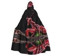 HYTTER Blade Red Praying Mantis Prints Halloween Hooded Poncho Adults Cloak Party Decoration Parties Mardi Gras Costume Easy Care Durable