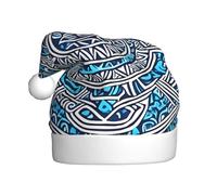 HYTTER Blue Polynesian Maori Tribal Pattern Prints Christmas Hat for Adult Soft and Fluffy Brim, Lightweight Comfort