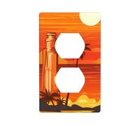 HYTTER Bottles Beer Beach Sunset time Printing Double Socket Wall Panel Electrical Socket Cover Plate Shatter Decoration Durable 4.5x2.76in