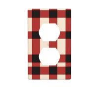 HYTTER Buffalo Check Printing Double Socket Wall Panel Electrical Socket Cover Plate Shatter Decoration Durable 4.5x2.76in