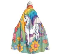 HYTTER cartoon unicorns Prints Halloween Hooded Poncho Adults Cloak Party Decoration Parties Mardi Gras Costume Easy Care Durable