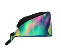 HYTTER Cleaning Working Cap Northern Lights Bear Printing Chef Hat for Women & Men, Adjustable, Breathable Black