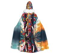 HYTTER Colorful Elephant Prints Halloween Hooded Poncho Adults Cloak Party Decoration Parties Mardi Gras Costume Easy Care Durable