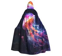 HYTTER Colorful Jellyfish Prints Halloween Hooded Poncho Adults Cloak Party Decoration Parties Mardi Gras Costume Easy Care Durable