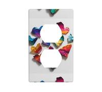 HYTTER Colorful Pieces of Love Printing Double Socket Wall Panel Electrical Socket Cover Plate Shatter Decoration Durable 4.5x2.76in