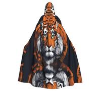HYTTER Cool tiger Prints Halloween Hooded Poncho Adults Cloak Party Decoration Parties Mardi Gras Costume Easy Care Durable