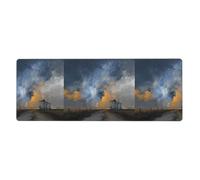 HYTTER Countryside Under The Stars Printing Extra Large Mouse pad Mousepad Computer Office Gaming Keyboard Thickened Version 12x31.5in