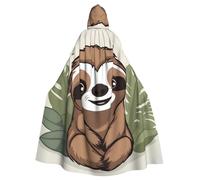 HYTTER Cute Cartoon Sloth Prints Halloween Hooded Poncho Adults Cloak Party Decoration Parties Mardi Gras Costume Easy Care Durable
