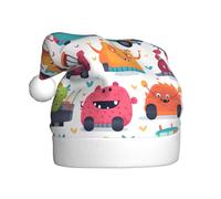 HYTTER cute monster trucks Prints Christmas Hat for Adult Soft and Fluffy Brim, Lightweight Comfort