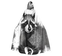 HYTTER cute raccoon Prints Halloween Hooded Poncho Adults Cloak Party Decoration Parties Mardi Gras Costume Easy Care Durable
