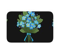 HYTTER Don't Forget me Bouquet Printed Crystal Velvet Lock Edge Floor mat, Bedroom Carpet, Parlor, Dormitory Home Decoration