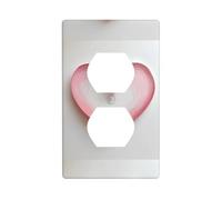 HYTTER Fantasy Pink Love Printing Double Socket Wall Panel Electrical Socket Cover Plate Shatter Decoration Durable 4.5x2.76in