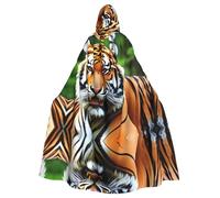 HYTTER Fierce tiger Prints Halloween Hooded Poncho Adults Cloak Party Decoration Parties Mardi Gras Costume Easy Care Durable