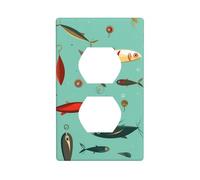 HYTTER Fishing Bait Printing Double Socket Wall Panel Electrical Socket Cover Plate Shatter Decoration Durable 4.5x2.76in