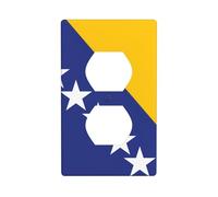 HYTTER Flag of Bosnia and Herzegovina Printing Double Socket Wall Panel Electrical Socket Cover Plate Shatter Decoration Durable 4.5x2.76in