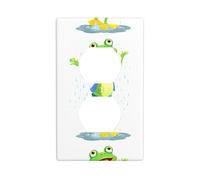 HYTTER Frog Dancing in The rain Printing Double Socket Wall Panel Electrical Socket Cover Plate Shatter Decoration Durable 4.5x2.76in