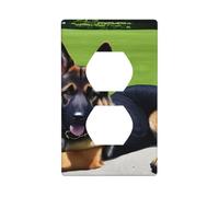 HYTTER German Shepherd Dog Printing Double Socket Wall Panel Electrical Socket Cover Plate Shatter Decoration Durable 4.5x2.76in