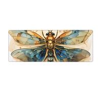 HYTTER Golden Delicate Dragonfly on Yellow Background Printing Extra Large Mouse pad Mousepad Computer Office Gaming Keyboard Thickened Version 12x31.5in