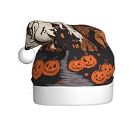 HYTTER Gothic Happy Halloween Prints Christmas Hat for Adult Soft and Fluffy Brim, Lightweight Comfort