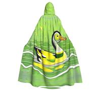 HYTTER Green Duck Prints Halloween Hooded Poncho Adults Cloak Party Decoration Parties Mardi Gras Costume Easy Care Durable