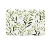 HYTTER Green Flower herb sage Leaves and Branches Printed Crystal Velvet Lock Edge Floor mat, Bedroom Carpet, Parlor, Dormitory Home Decoration