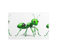HYTTER Green Little ant Prints Placemats Set of 6 12x18in - Premium Quality Heat Resistant Table Mats for Dining Table Decor