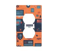 HYTTER Hacker Attack Printing Double Socket Wall Panel Electrical Socket Cover Plate Shatter Decoration Durable 4.5x2.76in