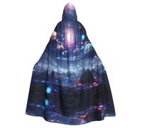 HYTTER Halloween Adult Hooded Cloak for Cosplay, Costume Parties, and More Outer Space Planets Pattern