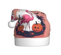 HYTTER Halloween Flamingo Prints Christmas Hat for Adult Soft and Fluffy Brim, Lightweight Comfort