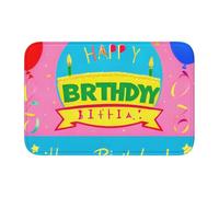 HYTTER Happy Birthday Balloon Printed Crystal Velvet Lock Edge Floor mat, Bedroom Carpet, Parlor, Dormitory Home Decoration