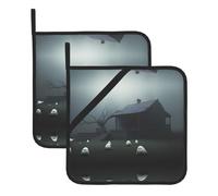 HYTTER Haunted Mansion Printed Square Insulated Pot Holder Set of 2 8x8 in Anti-scalding and Heat-Insulating Waterproof