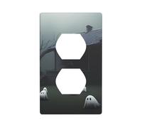 HYTTER Haunted Mansion Printing Double Socket Wall Panel Electrical Socket Cover Plate Shatter Decoration Durable 4.5x2.76in