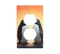 HYTTER i Love Penguins Printing Double Socket Wall Panel Electrical Socket Cover Plate Shatter Decoration Durable 4.5x2.76in