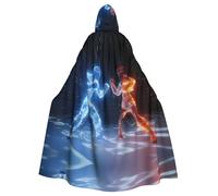 HYTTER Ice and Fire Boxing Prints Halloween Hooded Poncho Adults Cloak Party Decoration Parties Mardi Gras Costume Easy Care Durable