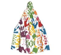 HYTTER Kids Hand Print Prints Halloween Hooded Poncho Adults Cloak Party Decoration Parties Mardi Gras Costume Easy Care Durable
