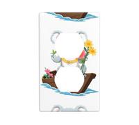 HYTTER Koala Holding Flowers on a Boat Printing Double Socket Wall Panel Electrical Socket Cover Plate Shatter Decoration Durable 4.5x2.76in