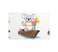 HYTTER Koala Holding Flowers on a Boat Prints Placemats Set of 6 12x18in - Premium Quality Heat Resistant Table Mats for Dining Table Decor