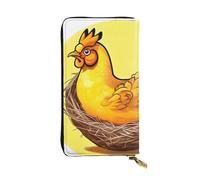 HYTTER Leather Wallet - Stylish and Durable Wallet for Women with Multiple Compartments and Zipper Design Bird's Nest Golden Chicken Pattern, Black, One Size