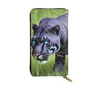 HYTTER Leather Wallet - Stylish and Durable Wallet for Women with Multiple Compartments and Zipper Design Animal Panther Pattern, Black, One Size