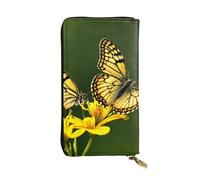 HYTTER Leather Wallet - Stylish and Durable Wallet for Women with Multiple Compartments and Zipper Design Yellow butterfly Pattern, Black, One Size