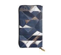 HYTTER Leather Wallet - Stylish and Durable Wallet for Women with Multiple Compartments and Zipper Design Marble Navy Blue Mixed Pattern, Black, One Size
