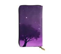 HYTTER Leather Wallet - Stylish and Durable Wallet for Women with Multiple Compartments and Zipper Design Purple night Pattern, Black, One Size