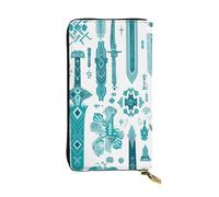 HYTTER Leather Wallet - Stylish and Durable Wallet for Women with Multiple Compartments and Zipper Design helm of awe Pattern, Black, One Size