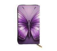 HYTTER Leather Wallet - Stylish and Durable Wallet for Women with Multiple Compartments and Zipper Design Beautiful Purple Butterfly Art Pattern, Black, One Size