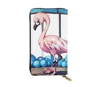 HYTTER Leather Wallet - Stylish and Durable Wallet for Women with Multiple Compartments and Zipper Design Flamingo Flowers Pattern, Black, One Size