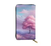 HYTTER Leather Wallet - Stylish and Durable Wallet for Women with Multiple Compartments and Zipper Design Blue Pink and Purple Pastel Colors Pattern, Black, One Size